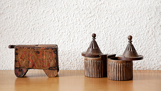 Konya yöresine ait kubbeli kahve kutusu. Buğday sapı ile işlenmiş kahve kutusu, 19.yüzyıl