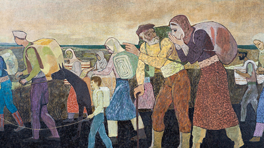 Nuri İyem, Göç, 1955, 200x100 cm, tuval üzerine yağlıboya